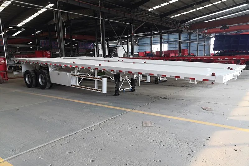 2 Echel Cynhwysydd Flatbed Trelar Lled